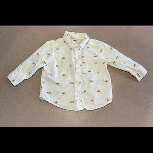 Old Navy excavator long sleeve white button-down shirt for size 12 to 18 months